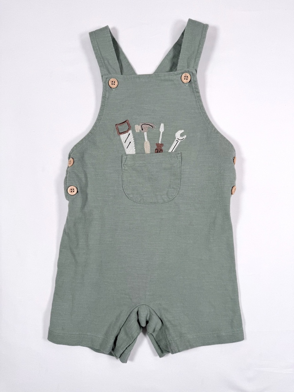PEKKLE Toddler Carpenter Tool Shortall Romper Sage Green 24M Utility Overalls